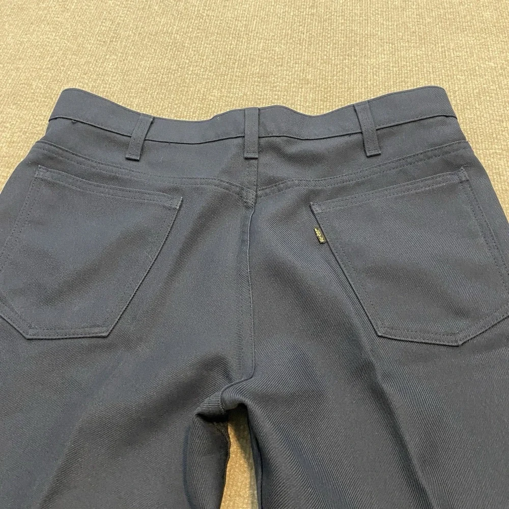 Vintage 70s Levis 517 Saddleman Boot‎ Cut Slacks Mens 35x27 Blue Dress Pants USA